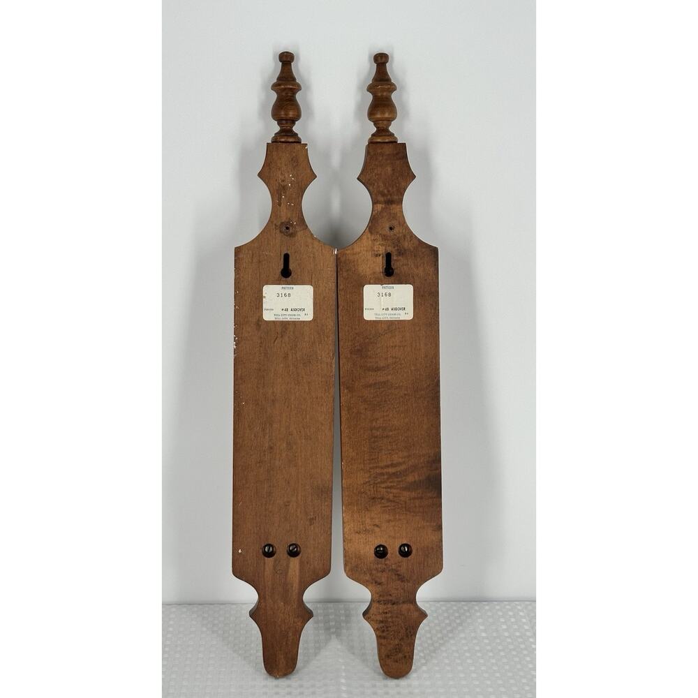 VTG Pair Tell City Chair Company Wood Wall Sconce Candle Holders Colonial - Picture 4 of 9